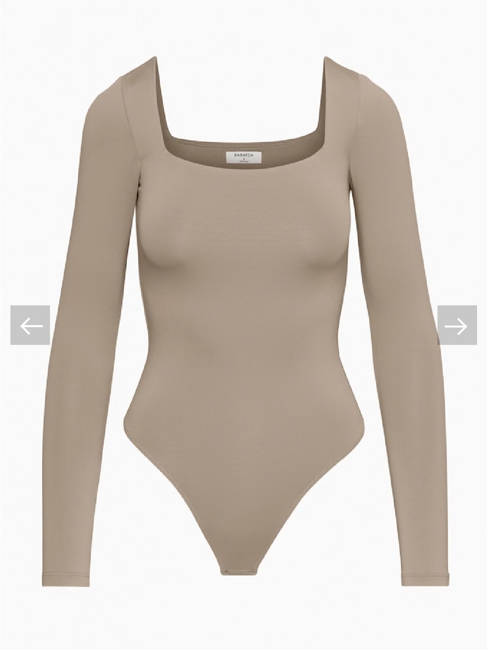 Aritzia Babaton Contour Squareneck Longsleeve Bodysuit in Turner Taupe Size M